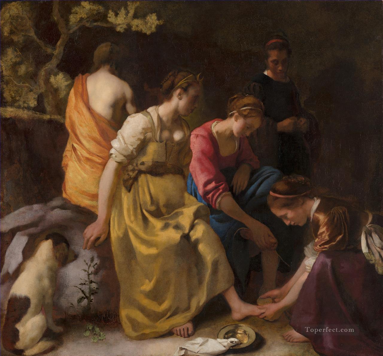 ダイアナとその仲間たち バロック様式 ヨハネス・フェルメール油絵